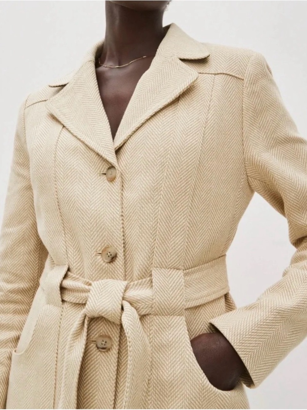 NW Banana Republic Cream Herringbone Belted Blazer, Sz 4P